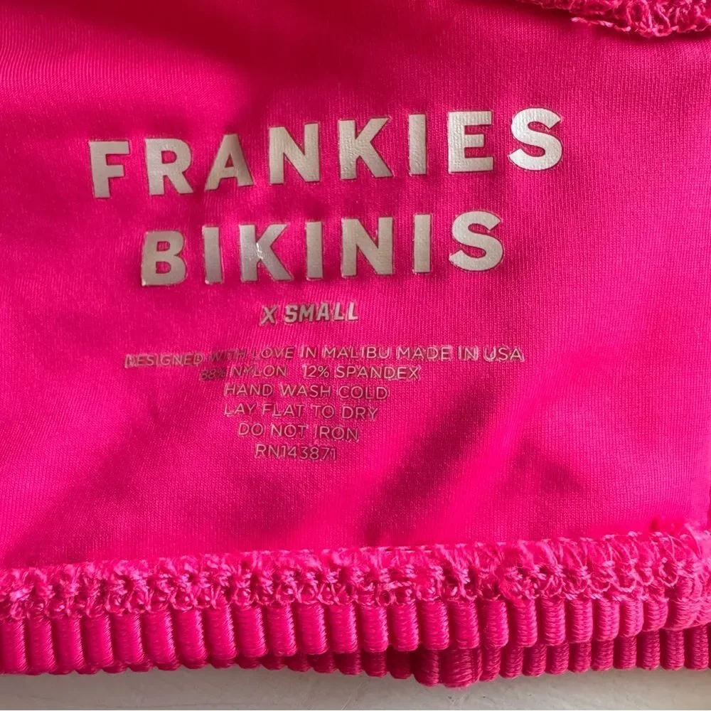 Frankies Bikinis Barb Ribbed One-Shoulder Top XS Hot Pink NWT
